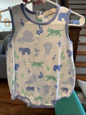 Blue & Green Animal Print Sleeveless Romper TBBC Patton play